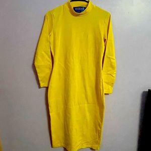 Yellow Turtleneck long sleeve dress